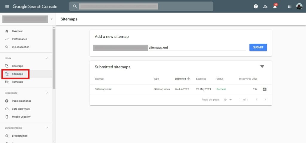 Add an XML sitemap to Google Search Console