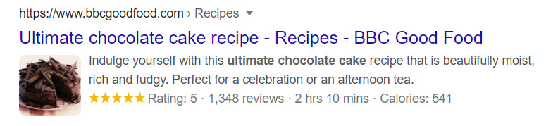 Google Search recipe results