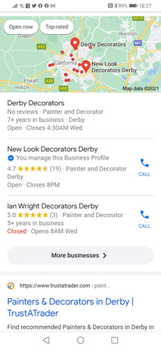 Newlook Decorators Derby mobile ranking in Google
